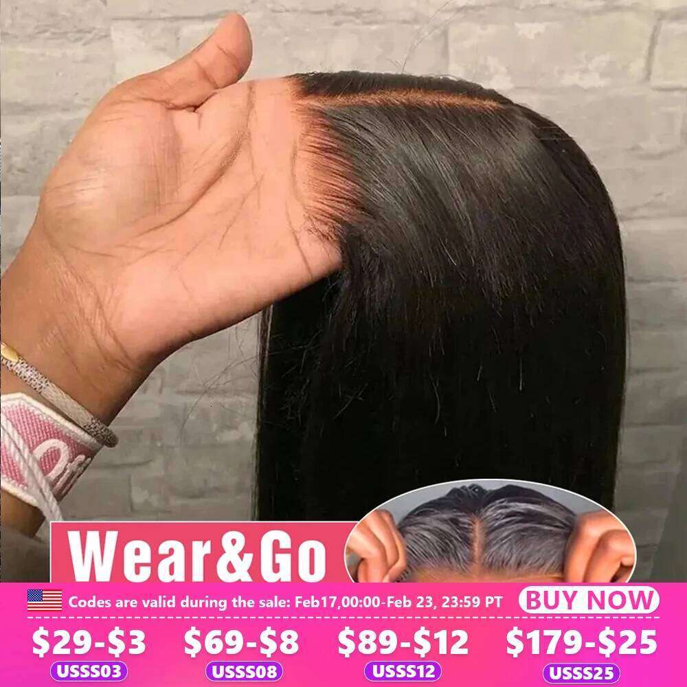 180% Bone Straight Glueless Human Hair Ready To Wear 6x4 5x5 Lace Closure Wig Pre Plucked MYLOCKME