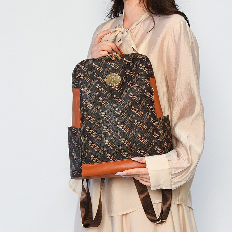 Free Shipping Outdoors Backpack Designer Bag Fashion Printed Letter Bag Round Buckle Retro Casual Crossbody Shoulder Bag PU Student School Bag