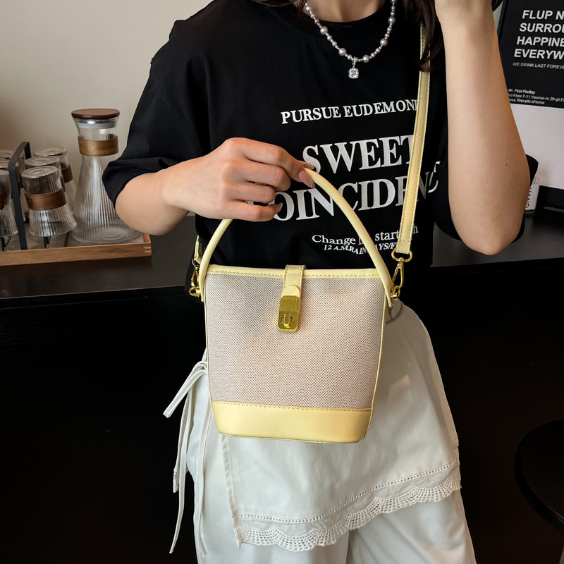 designer casual bag Niche Retro Bag for Women 2025 New High-end Versatile Handbag Bucket Bag Patchwork Shoulder Crossbody Bag