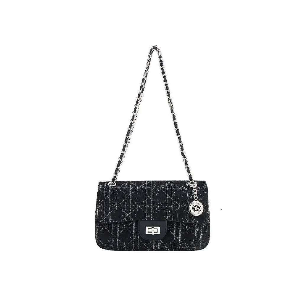 Vintage New Fashion Chain Square With Plaid Design Sequin Women's Portable And Trendy Shoulder Crossbody Bag