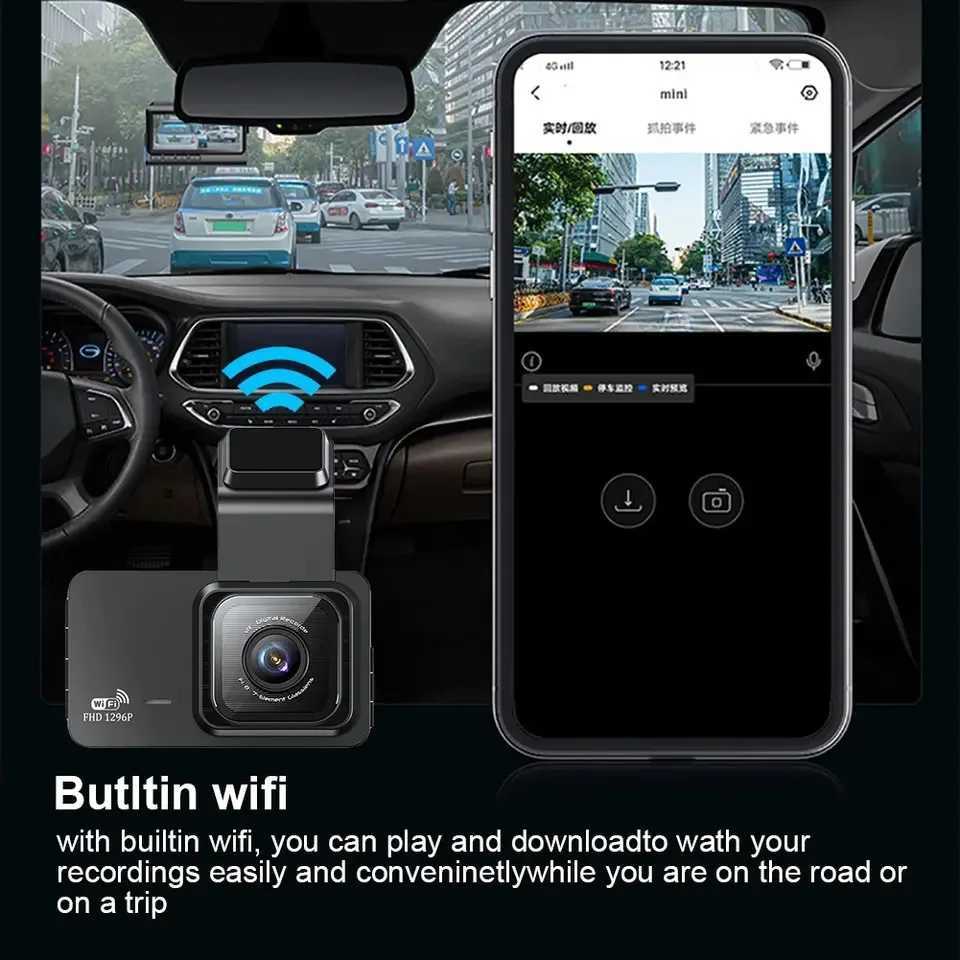 Car dvr 3-Inch Dashcam Wifi Driving Recorder HD 1080p Night Vision Front And Rear View 2way Reversing Image Car Charge Video DVR R250529