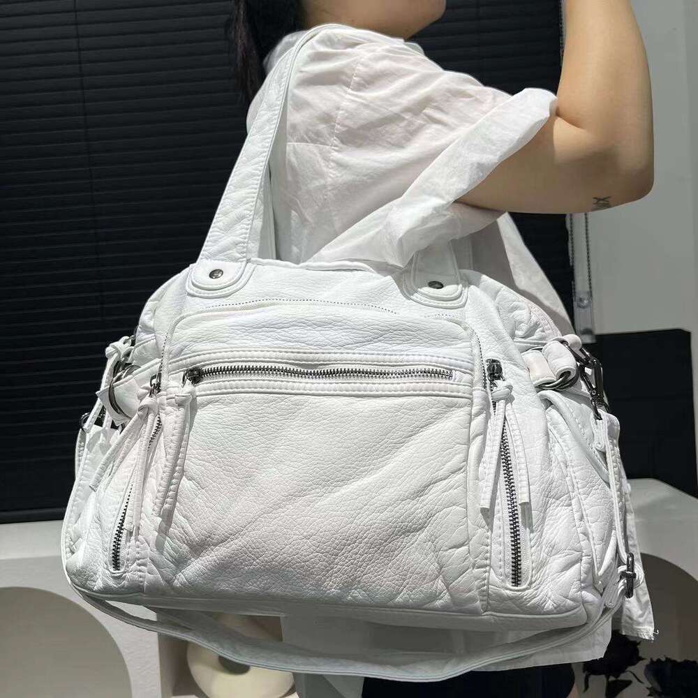 Women's Fashion Y2k Trendy Washed Motorcycle Large Capacity Vintage Korean And Japanese Style Shoulder Bag