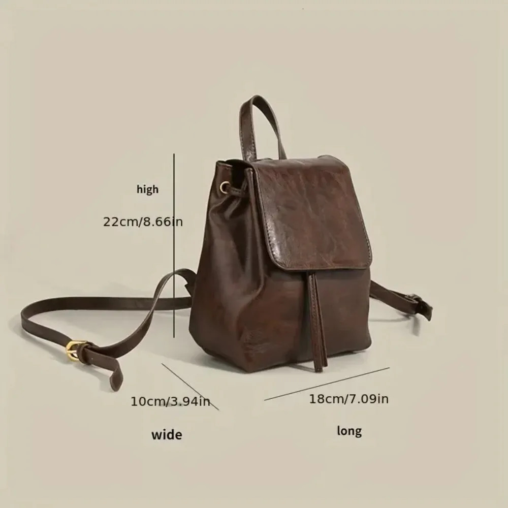 Small Drawstring Flap Backpack Women Mini PU Leather Textured School Backpack Fashion Travel Bag Girl Bakpacks 250526 - view 7