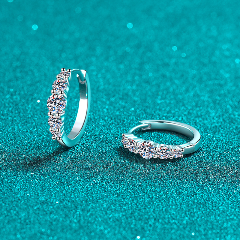 Starry Night Inspired Sterling Silver Moissanite Studs with Classic Hoop