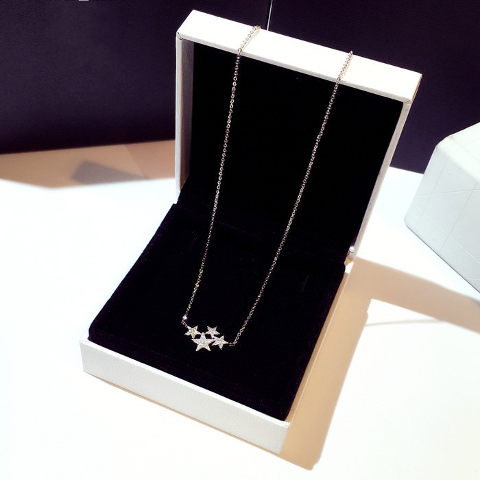 Simple Fashion Star Pendant Ins Top Sell Jewelry Sterling Sier Rose Gold Fill Pave White 5A Cubic Zircon CZ Dia Party Clavicle Necklace Gift
