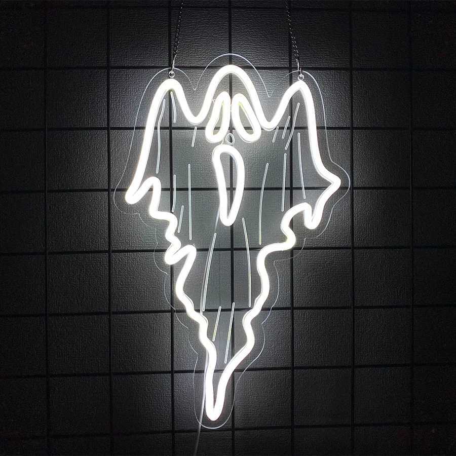 Halloween Bat LED Neon Sign Ghost Light Up Signs for Wall Decor Hanging Neon Lights for Home Bar Coffee Stores Window Decor XJ250602