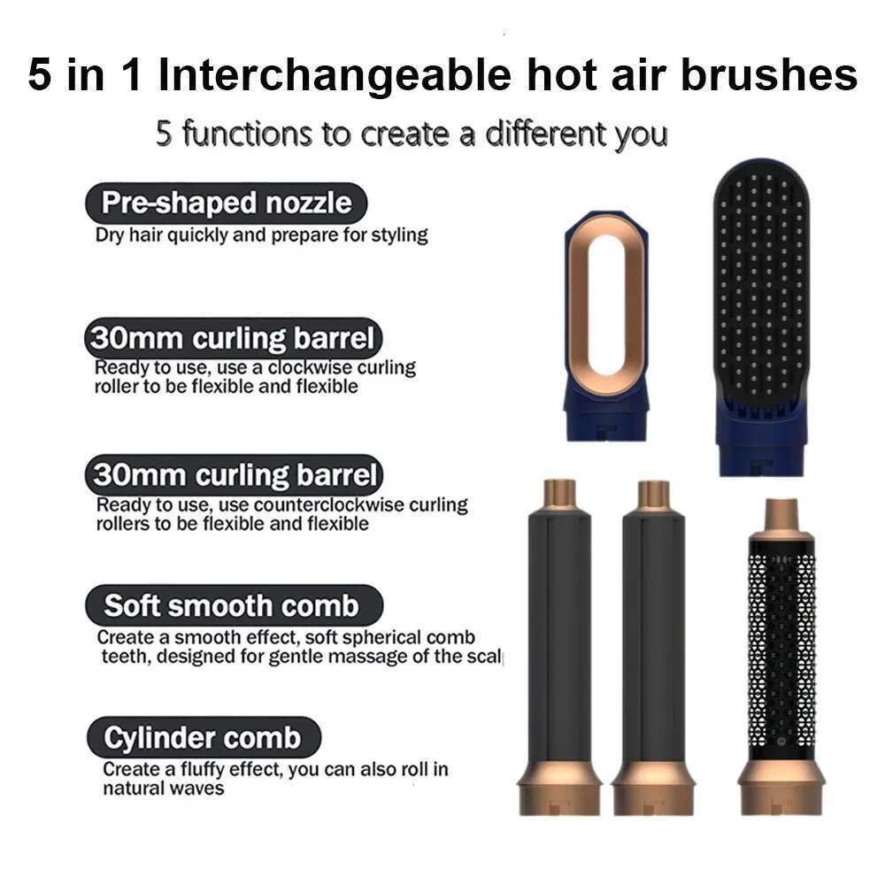 5 In1 Straightener Curling Iron With Brush Hairdryer For Dryer Hair Multi Styler