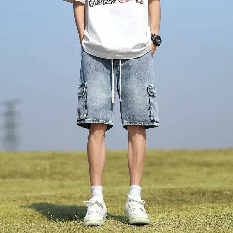 Denim Shorts Mens Summer Thin Elastic Waist Baggy Short Jeans Straight Knee-length High Quality Shorts Male Brand Clothes T250603