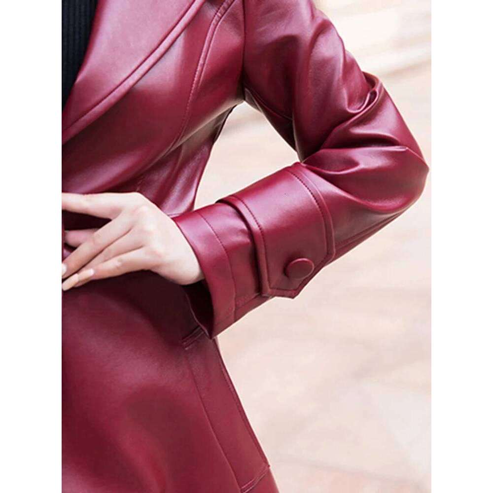 Nerazzurri Maxi fit and flare leather trench coat for 2021 spring Long designer clothing women long sleeve lapel