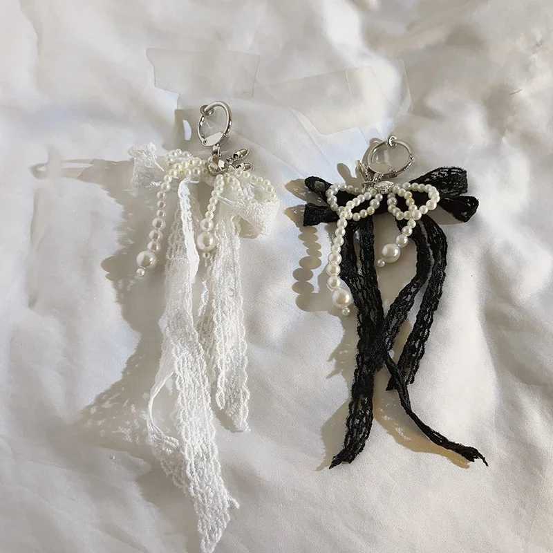 2025 New Korean Sweet Pearl Bow Keychain Heart Pendant Keyring Y2K Aesthetic Key Holder for Girls Bag Pendant Accessories XJ250602