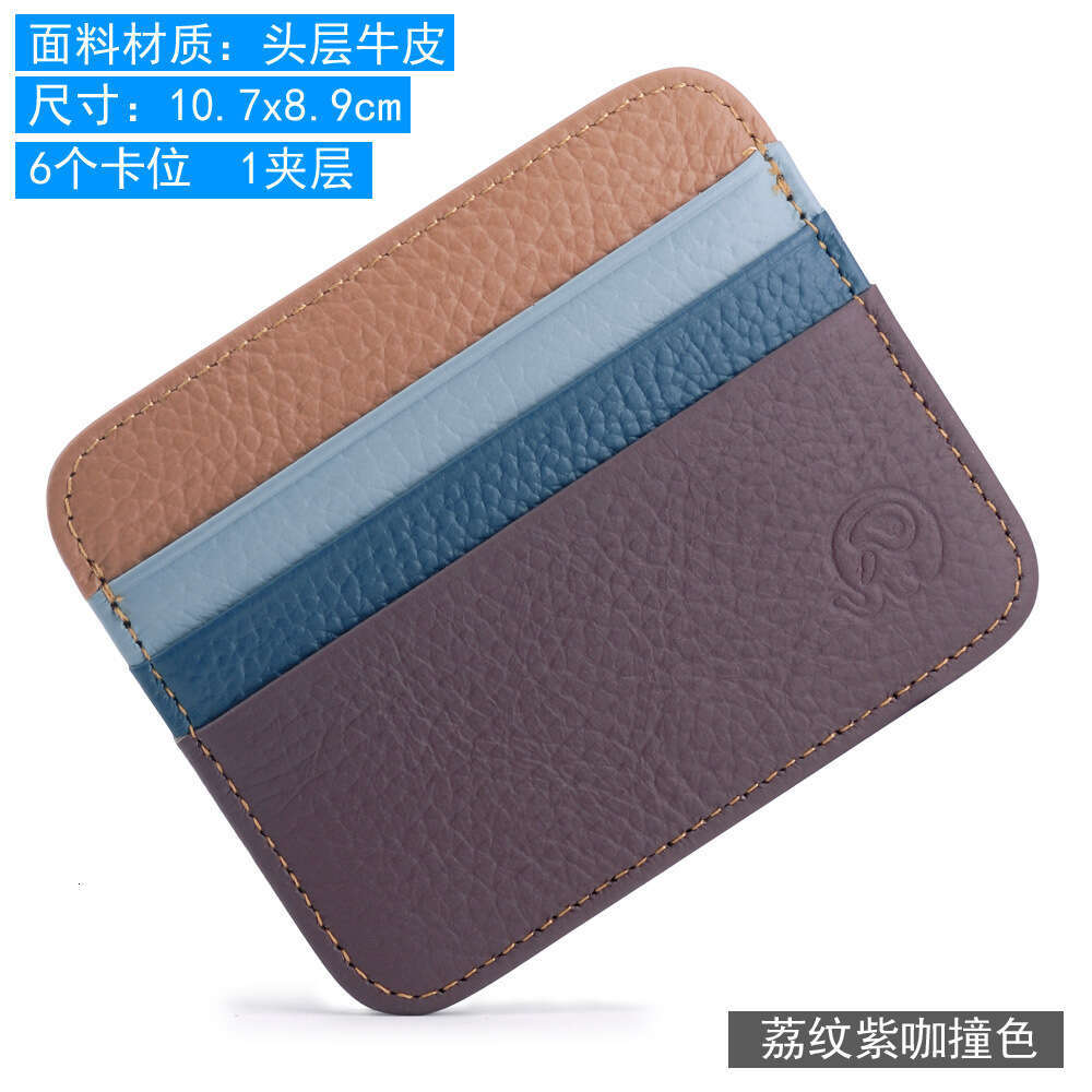Small Round Elephant First Layer Cowhide Coin Purse Genuine Leather Sleeve Bus Card Driver's License Holder
