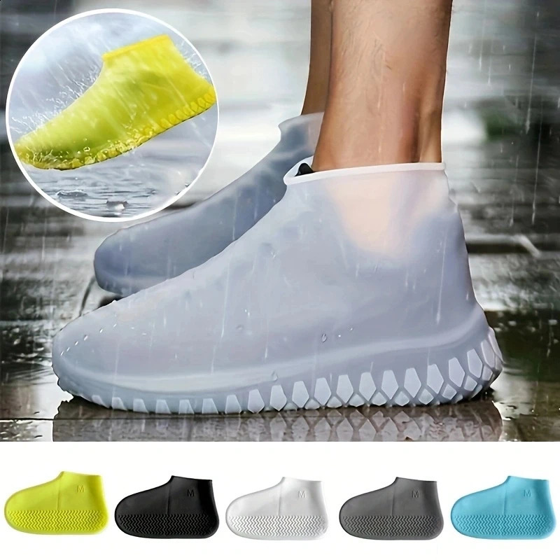 Silica Gel Waterproof Shoe Cover Thicken Nonslip Wear Resistant Convenient Rainproof Folding Rain Boots 250528