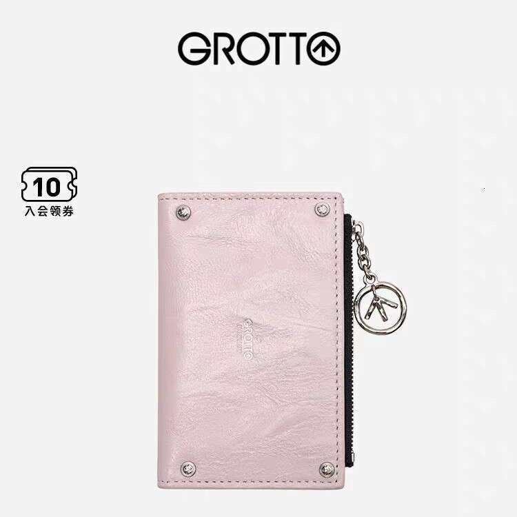 GROTTO Genuine Vegetable-Tanned Sheepskin Leather Card Holder Wallet Luxury Style for Men and Women Couple Gift