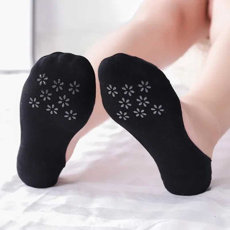 Invisible Boat Socks Women Girls Summer Thin Breathable Cotton Sock Solid Color High Heels Shoes Non-slip Silicone Short SocksT250602