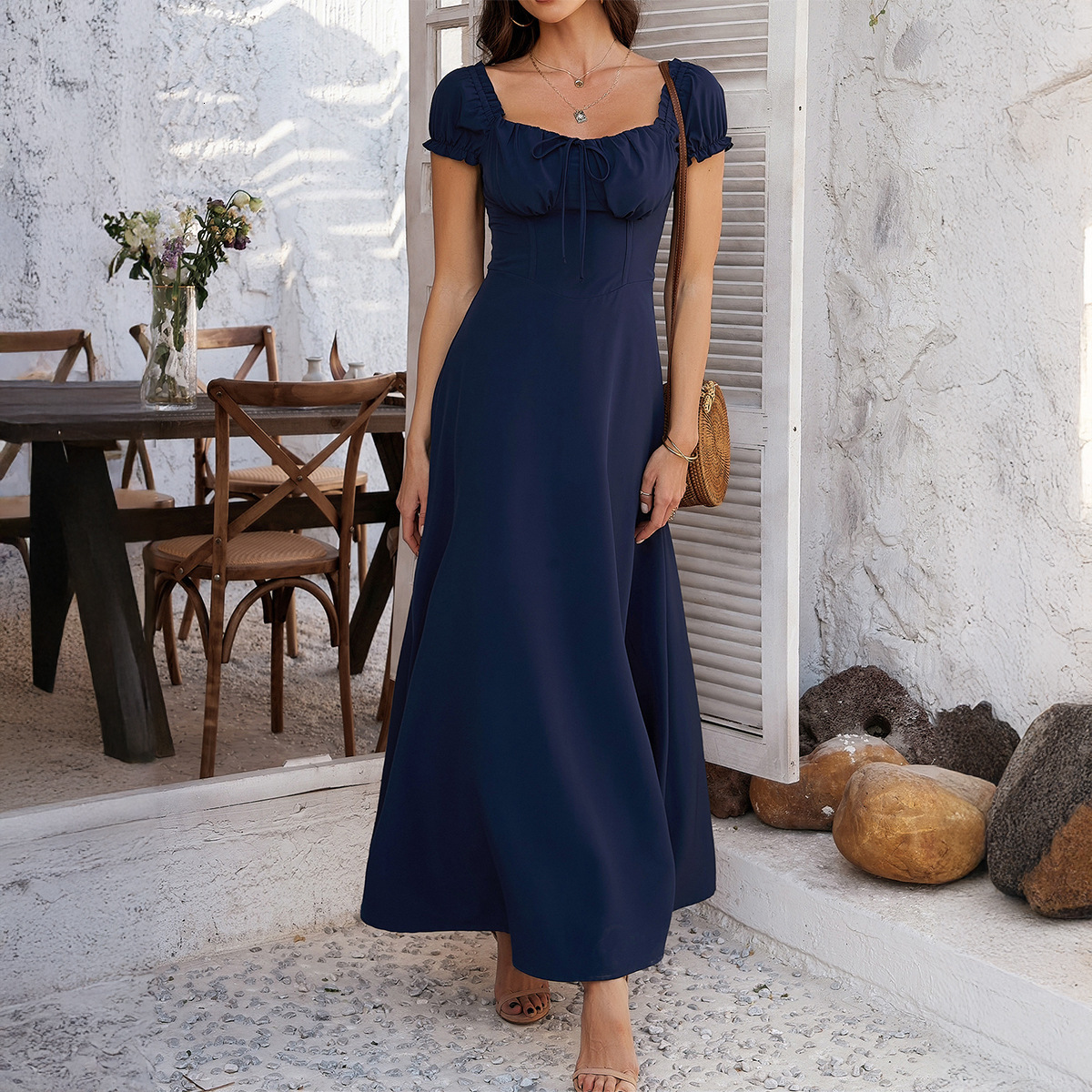 French Vintage Burgundy Evening Party Dress Women Summer Elegant Romantic Prom Vestidos Korean A-line Graduation Dresses 240115