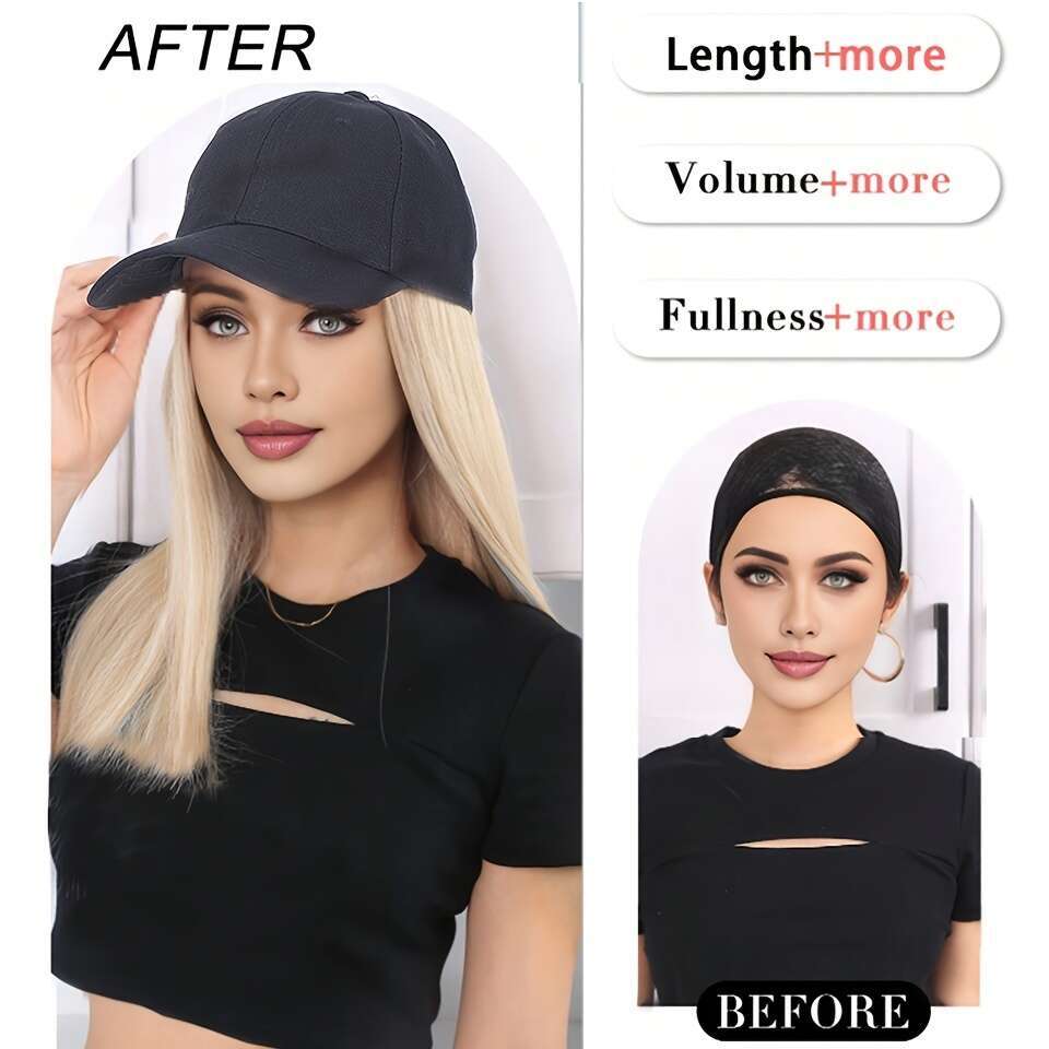 Connection Straight Hair Baseball Cap Adjustable Synthetic Beginner-Friendly Elegant Natural Appearance Suitable for Daily Use