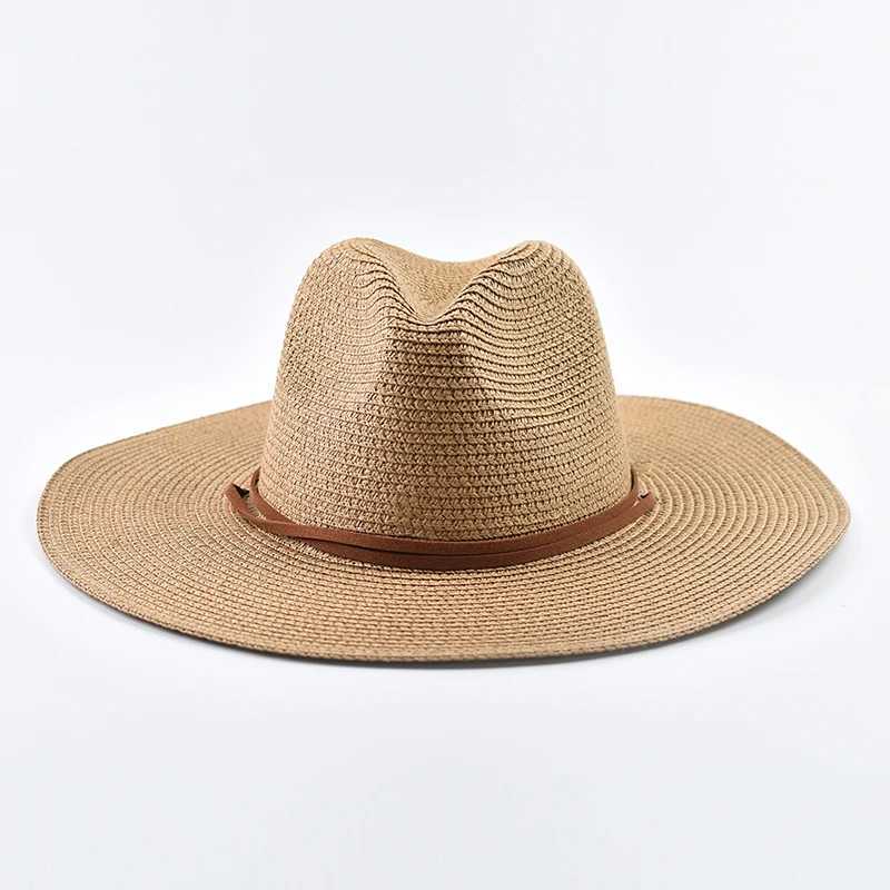 Summer Wide Brim Sun Hats for Women Men Girls Seaside Travel Foldable Straw Hat Panama Soft UV Protection Sun Shade Hat W250602