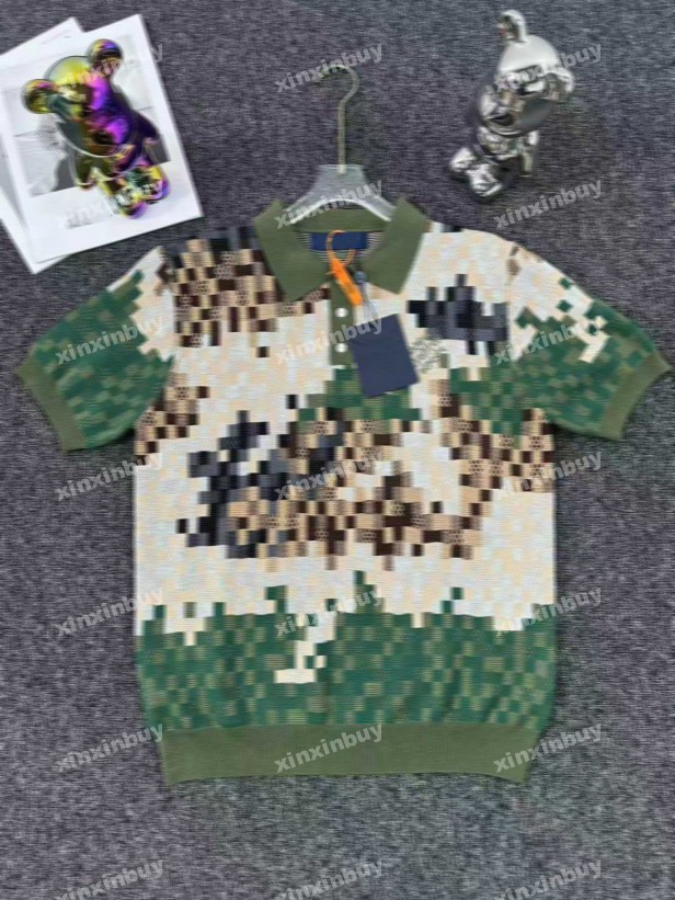 xinxinbuy Men designer Tee t shirt 25ss camouflage Checkerboard jacquard pattern letter embroidery short sleeve women green black white XS-3XL