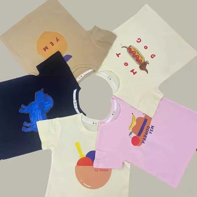2024 Summer Kids Short Sleeve T-shirt Cartoon Letter Boys Girls Unisex O-Neck Tees Children Fashion Tops T250603