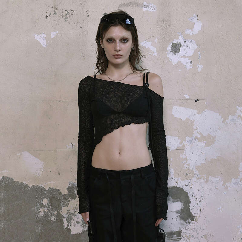 Summer New Women's Sexy Pure Desire Hot Girl Style Asymmetric Design Short Crop Top B5