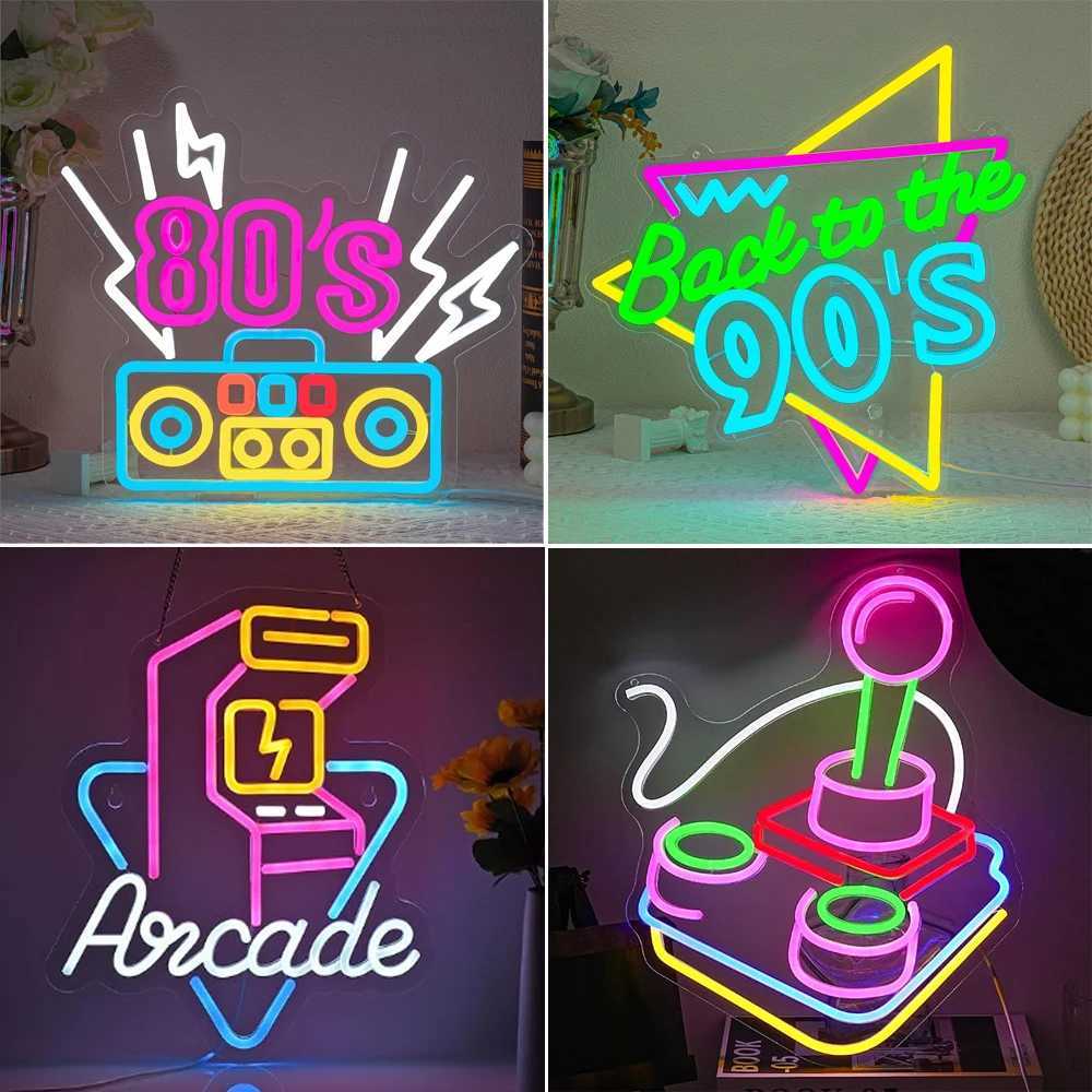 To The 80s Back Neon LED Sign Retro Game Console Room Decoration For Retro Store Disco Living Room Party Dimmable Wall Lamp XJ250602