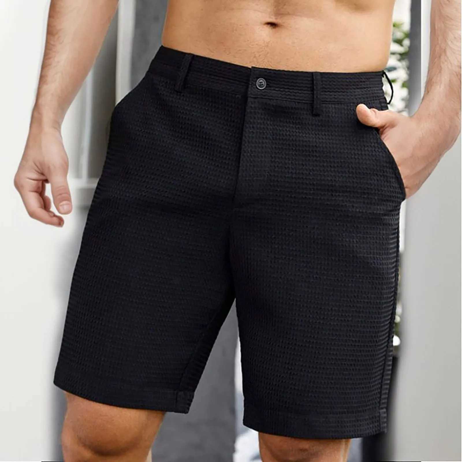 Mens Summer Quarter Pants Solid Color Casual Dress Pants Medium Pants Small Plaid Comfortable Fitness Basketball Sports Shorts W250603