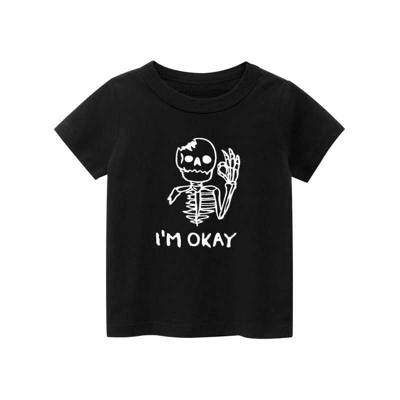 Summer IM Okay Skull Fashion Boys T Shirt For Girls Cotton Donut Print Childrens T-Shirt Short Sleeve Children Top 18M-10T T250603