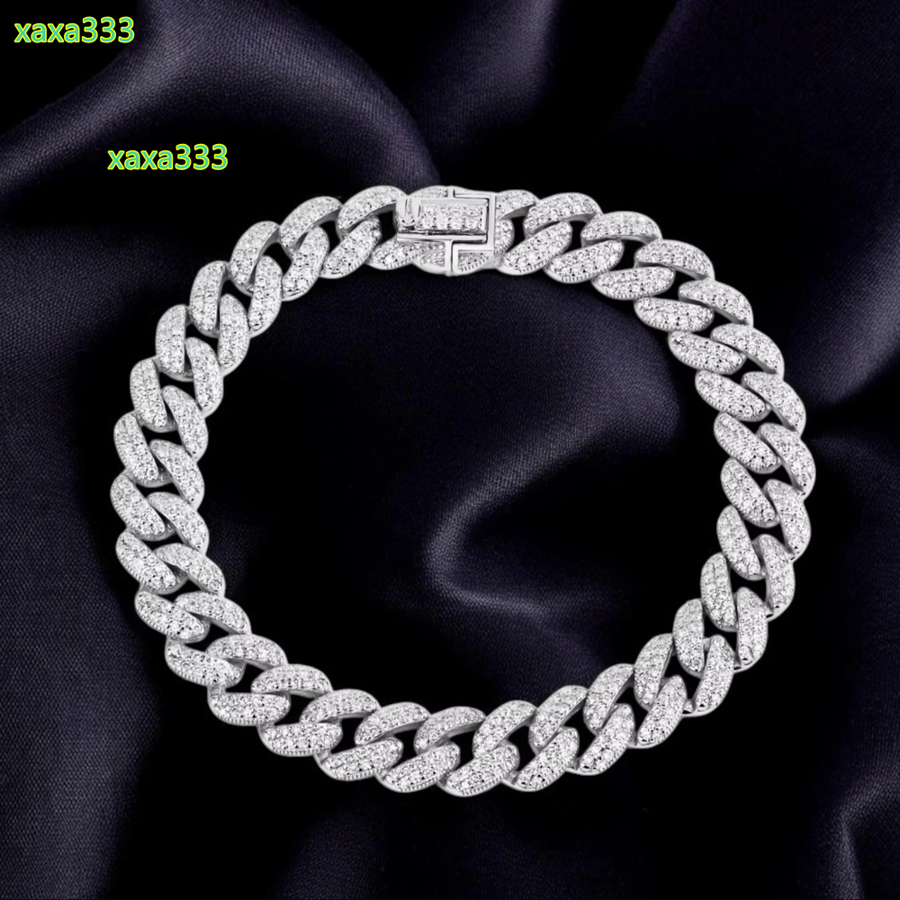 Classic Full Moissanite Round Cut Diamond Cuban Chain For Men Women 18k Gold Plated Fine Jewelry Bracelet For Men And Women