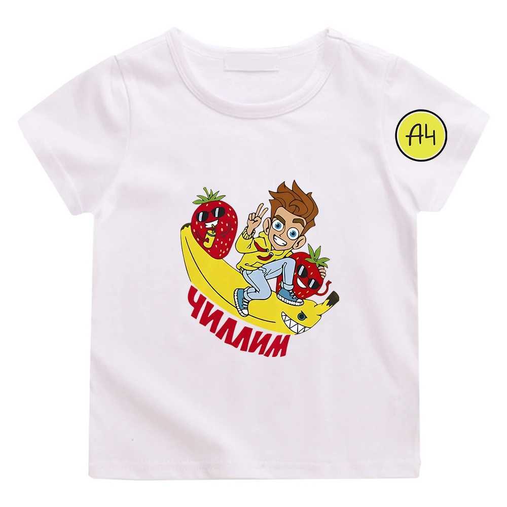 Merch A4 Cartoon Children T-shirt 100% Cotton Boys Girls Tee-shirt Vlad A4 Paper Print Kids Clothing Tees Short Sleeve Shirts T250603