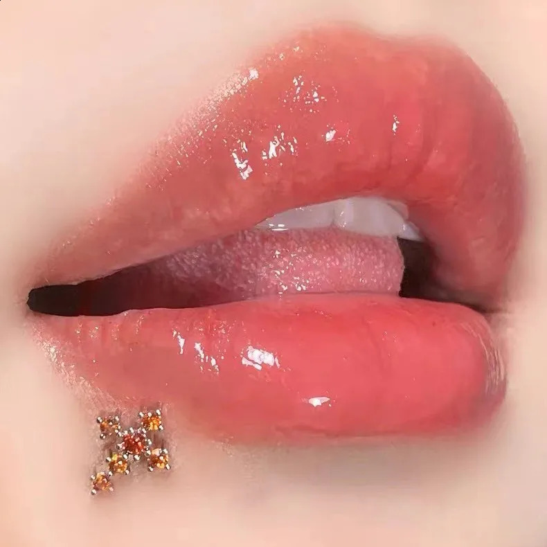 1pc Shiny Zircon Cross Lip Stud Stainless Steel Punk Cool Style Labret Piercing Silver Color Ear Accessories Ins Fashion Jewelry 250530