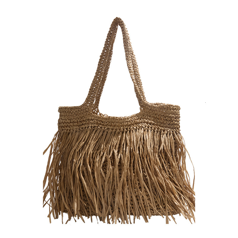 designer Straw Woven Bag for Women Large Capacity 2025 New Versatile Tassel Shoulder Bag Thailand Vacation Beach Bag