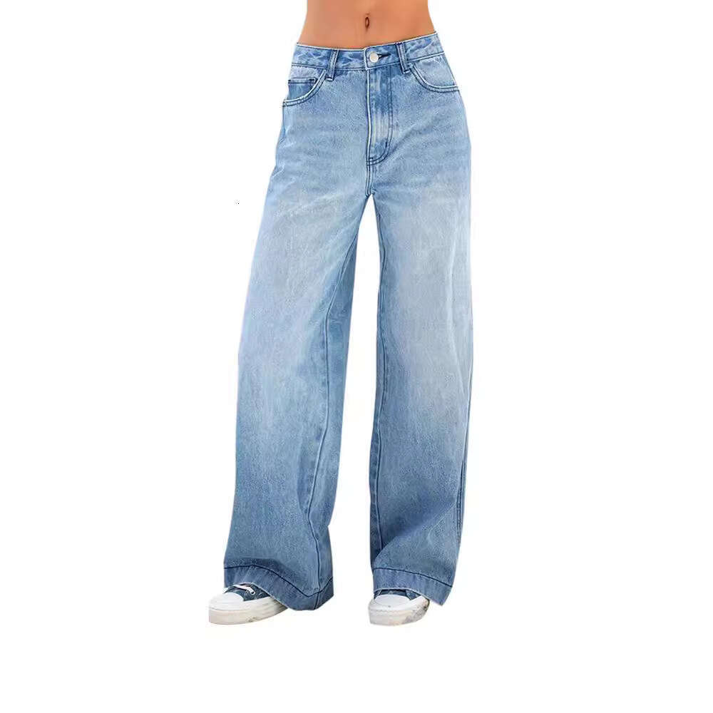 Casual Loose Wide-Leg Jeans For Women Long Pants B5