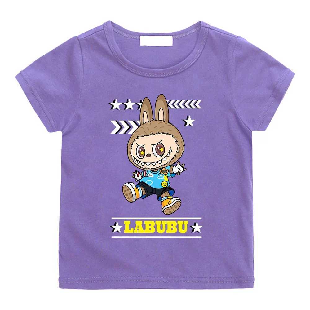 Labubu Plush Toy T-shirt 100% Cotton Cute Boys/Girls Casual Cartoon Tee-shirt Children Kids T-shirt Camisetas Casual Kawaii TeesTop T250603