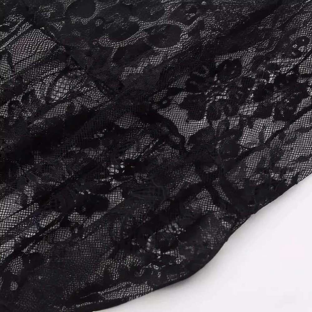 Black Lace Mesh High Waist Midi Tulle Long Translucent Party Women's Sexy Skirt 2024