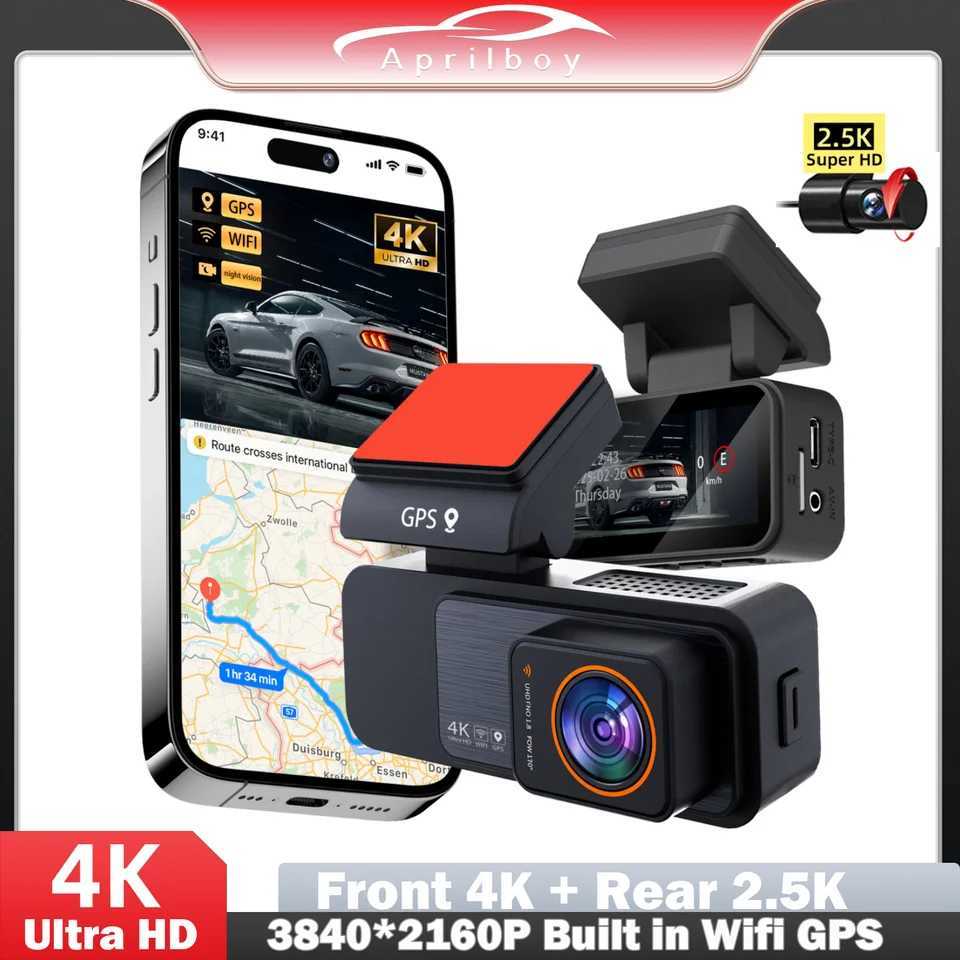 Car dvr 3.2 inch Dash Cam Dual Lens 4K UHD Recording Car Camera DVR Night Vision Video Recorder Built-In WiFi GPS 24H Parking R250529