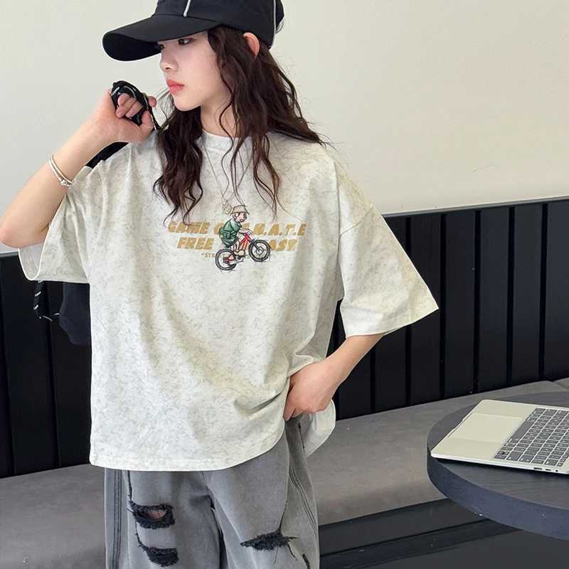 Girls Short Sleeve T-shirt 2025 Summer Outfit New Childrens Tie Dye Printed Top for Girls Fashionable Personalized Versatile T250603