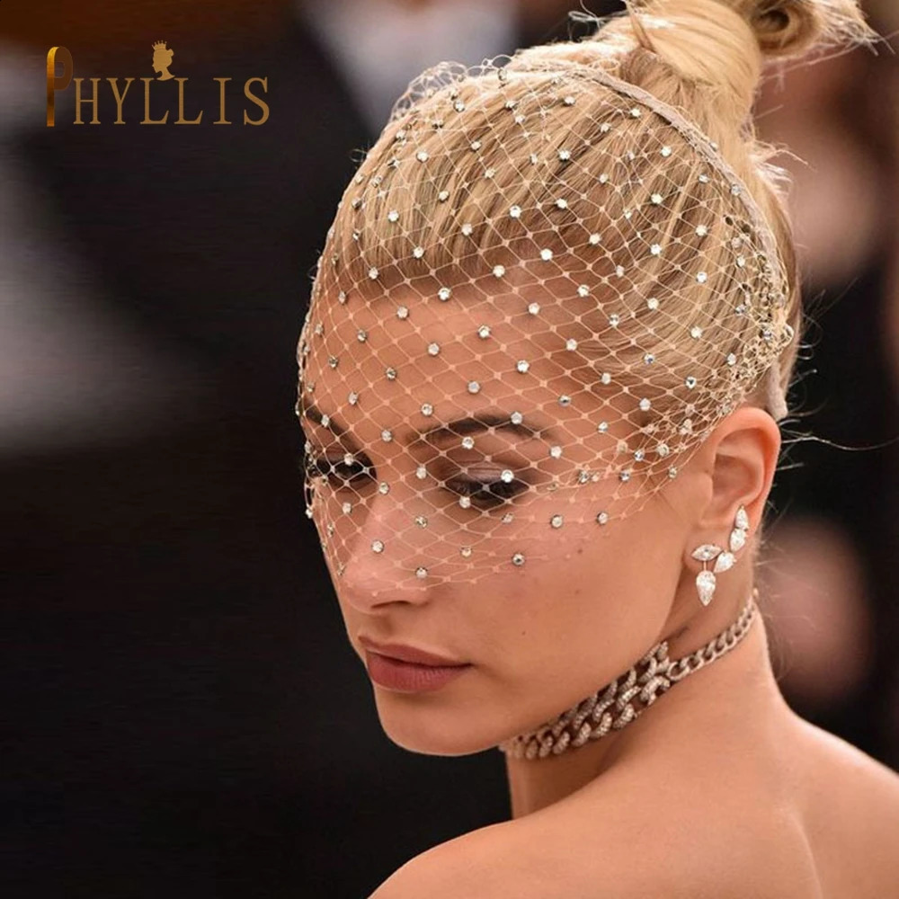 JM06 Handmade Birdcage Veil Rhinestone Headband Fascinator Hat Vintage Wedding Bridal Headpiece Hairbands Party Hair Accessories 250530