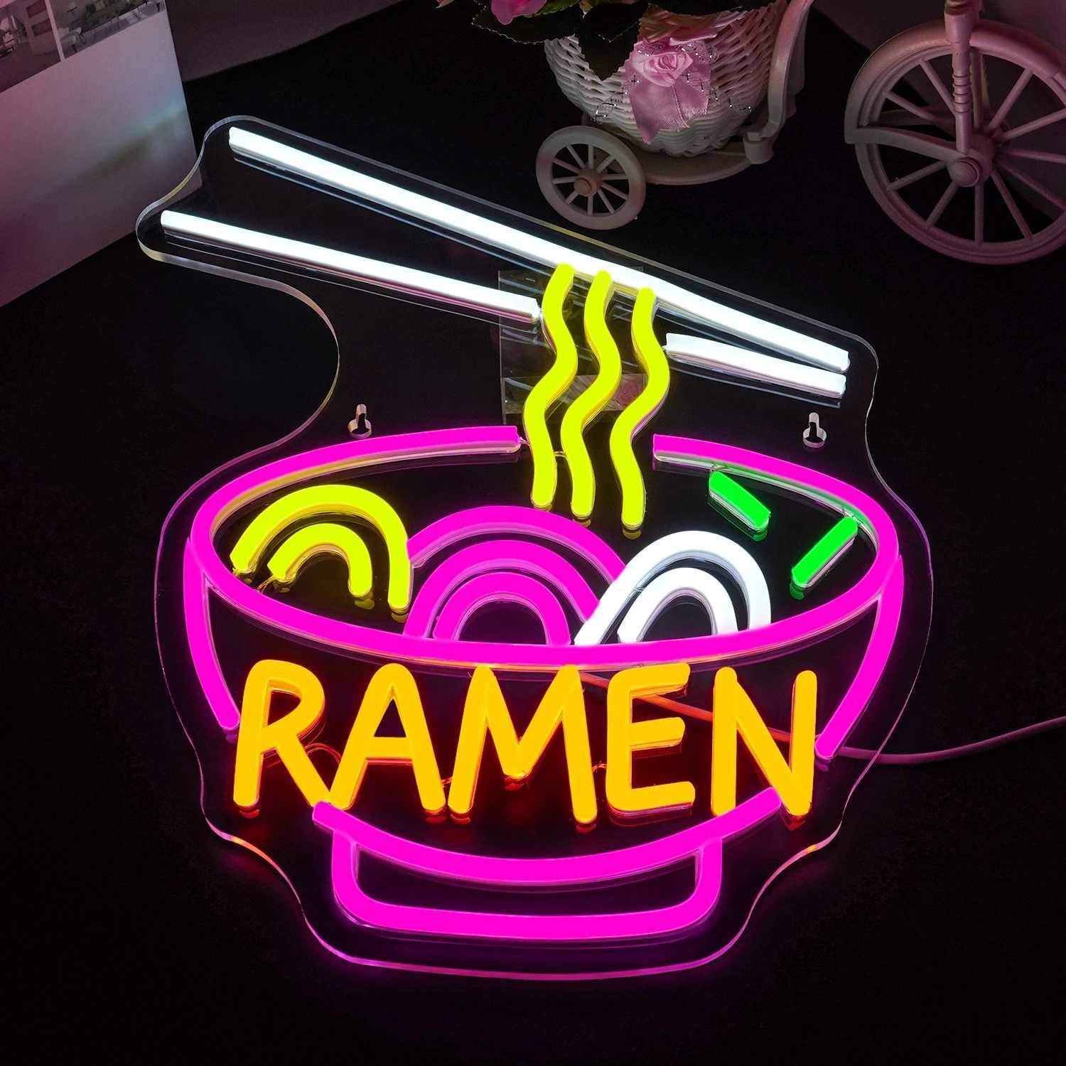 Ramen Neon Sign USB Dimmable Neon Lights for Restaurant Japanese Noodle Shop Bar Kitchen Dining Room Party Business Wall Decor XJ250602