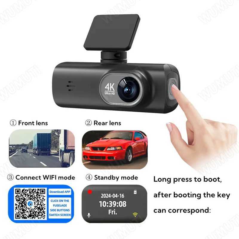 Car dvr UHD 4K Dash Cam for Car dvr Dual Lens Driving Recorder Car dvr 1080P Rear Lens Camera Built-In WiFi GPS dashcam Black Box R250529