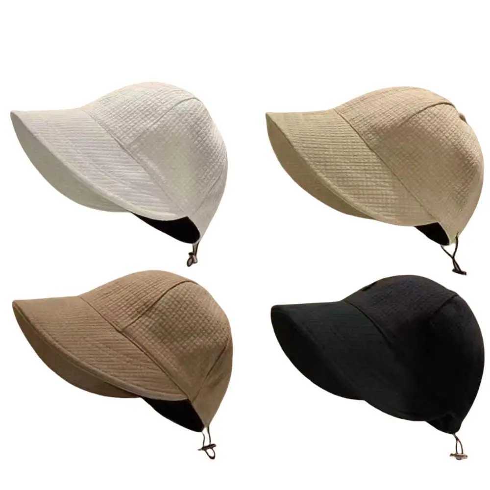 Spring And Summer Women Drawstring Waffle Baseball Cap Fashionable Sun Protection Beach Travel Sun Hat Sports Casual Bucket Hat W250602