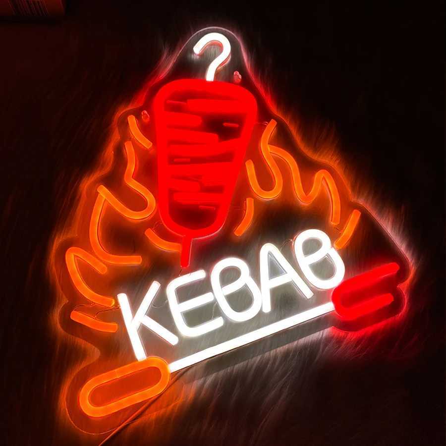 Kebab Neon Sign Neon Lights Hanging Wall Art Decor for Doner Kebab Kabob Mediterranean Restaurant or Food Shop XJ250602