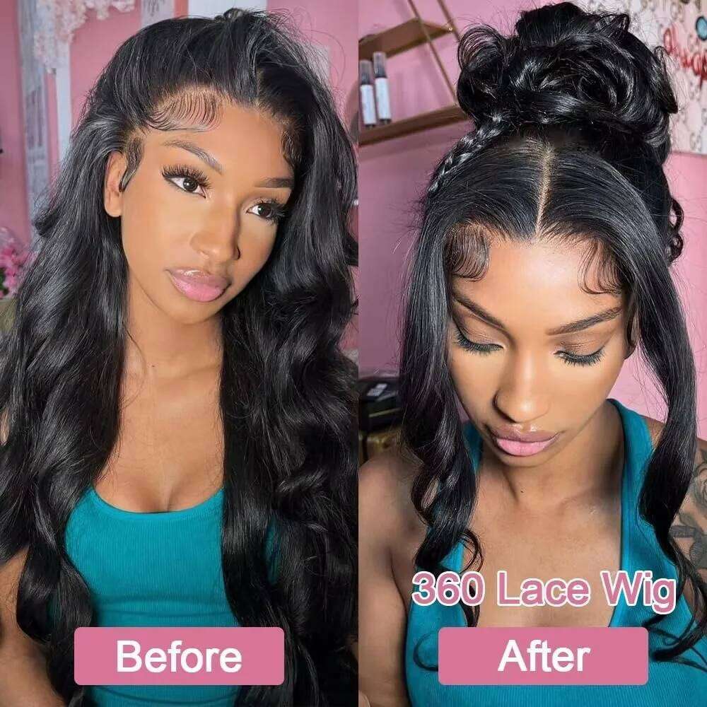 Hidden Strap Straight 360 Front Wigs Human Hair Pre Plucked 12A Glueless Brazilian Virgin Wig With Drawstring HD Full Lace