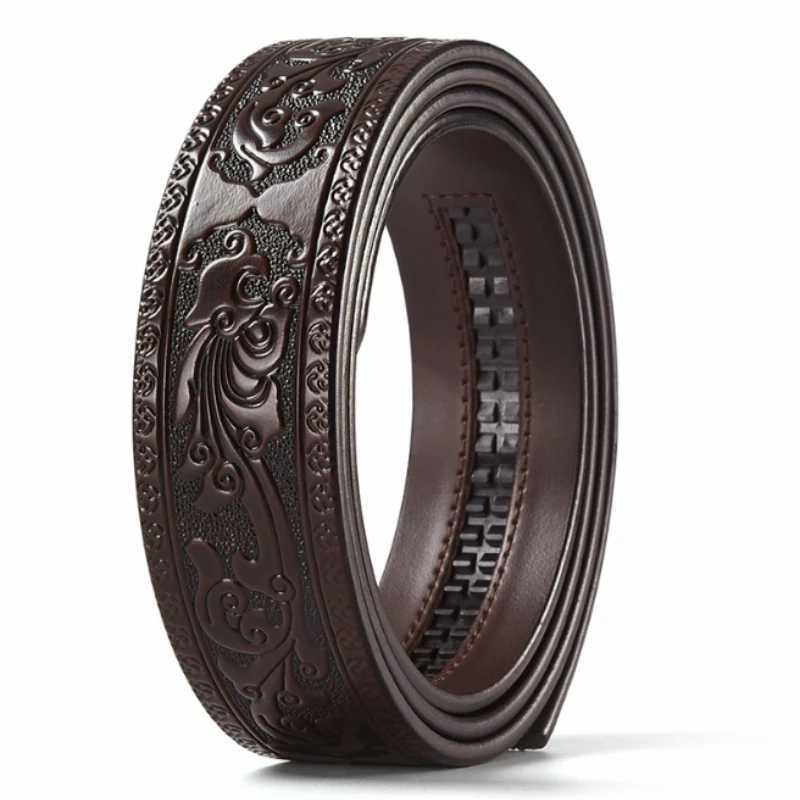 3.5cm Width Genuine Leather Luxury Automatic Buckle Belt Men Black Coffee Cowhide Belt High Quality Body Without Buckle StrapXJ250602