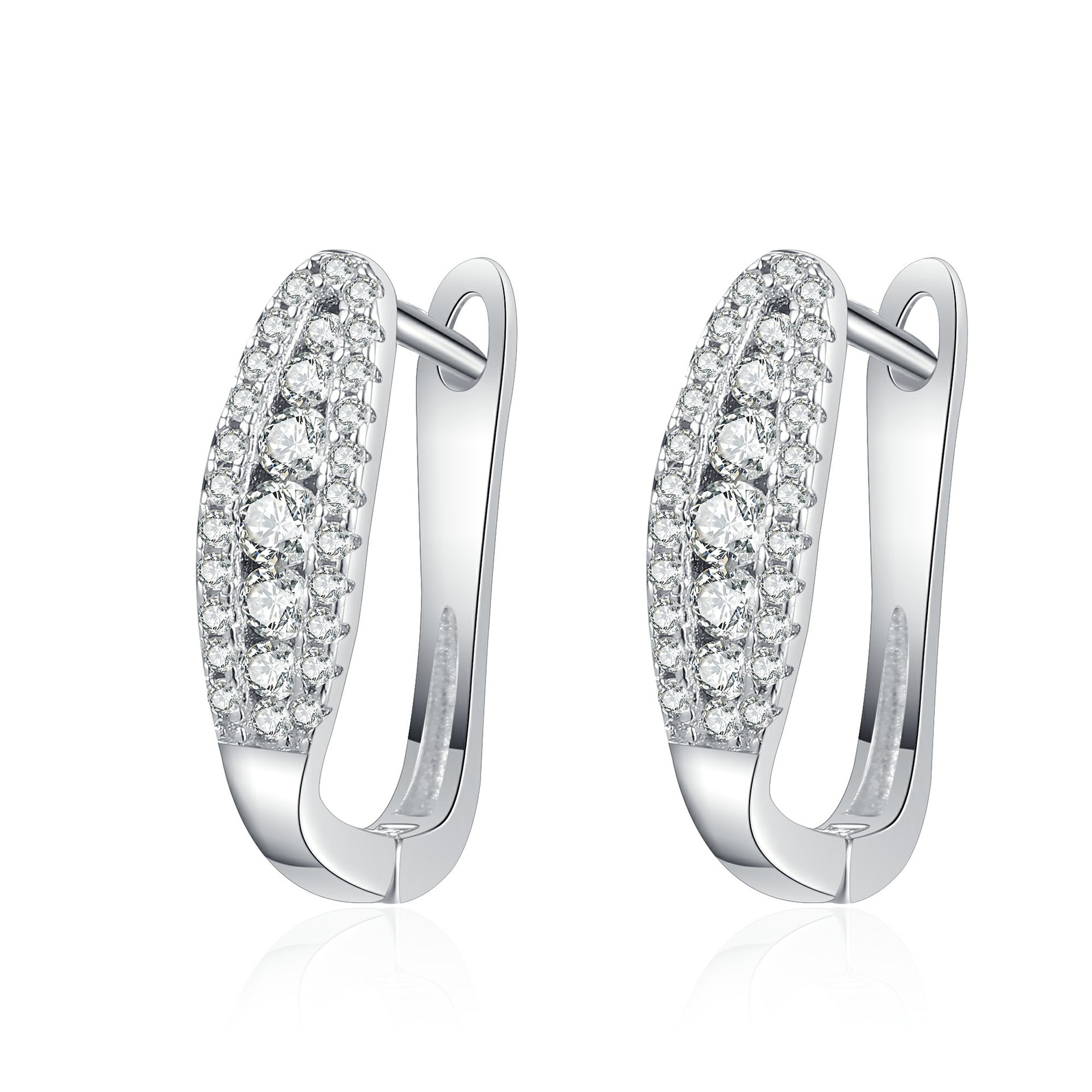 S925 sterling silver hoop earrings with moissanite stones, elegant and minimalist design, perfect for daily wear or special occasions