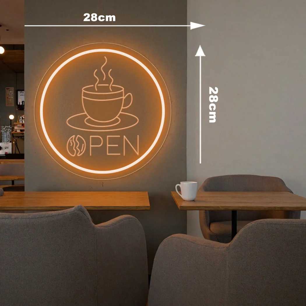 Coffee Open neon sign LED Neon Light for Cafe Cafeteria Restaurant luminous business signs Home Kitchen wall decorations lights XJ250602