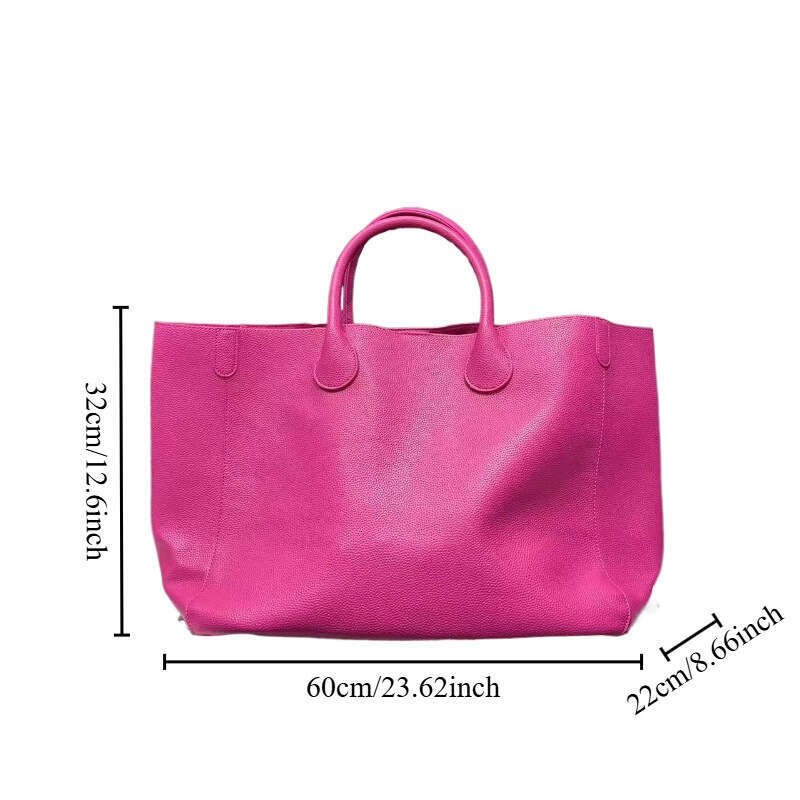 Women's bags Soft Leather Tote bag Large Capacity Simple Solid Color Trendy Shoulder Bag