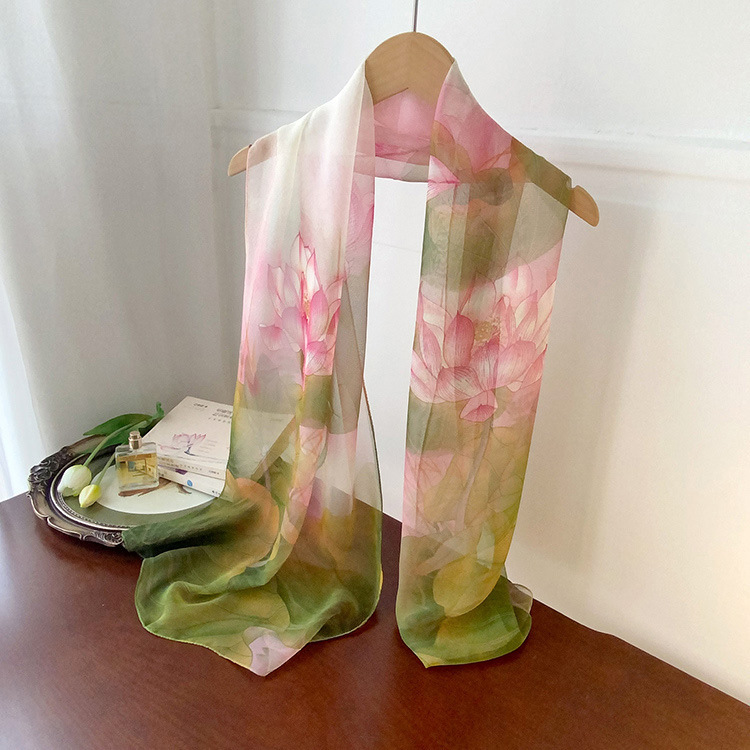 K912 2025 spring cicada wing long silk scarf for women spring and autumn thin fashion versatile georgette multi-color printed long scarf