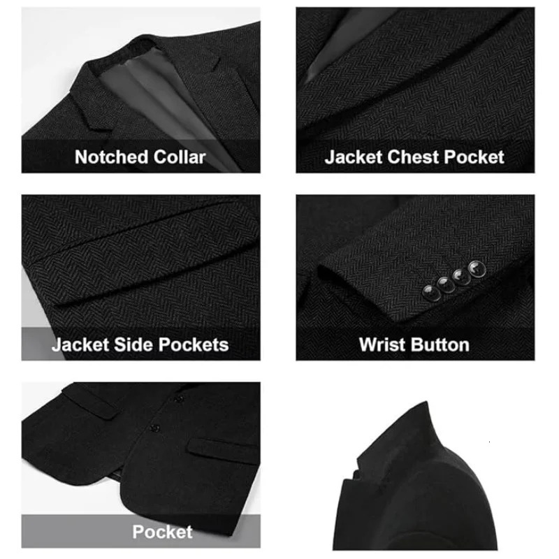 Lanjia- Retro Tweed Mens Suit Jackets Herringbone Slim Fit Sport Coats Blazer Prom Business Casual Men Tux Jacket Wedding Blazers 250603 10E4f