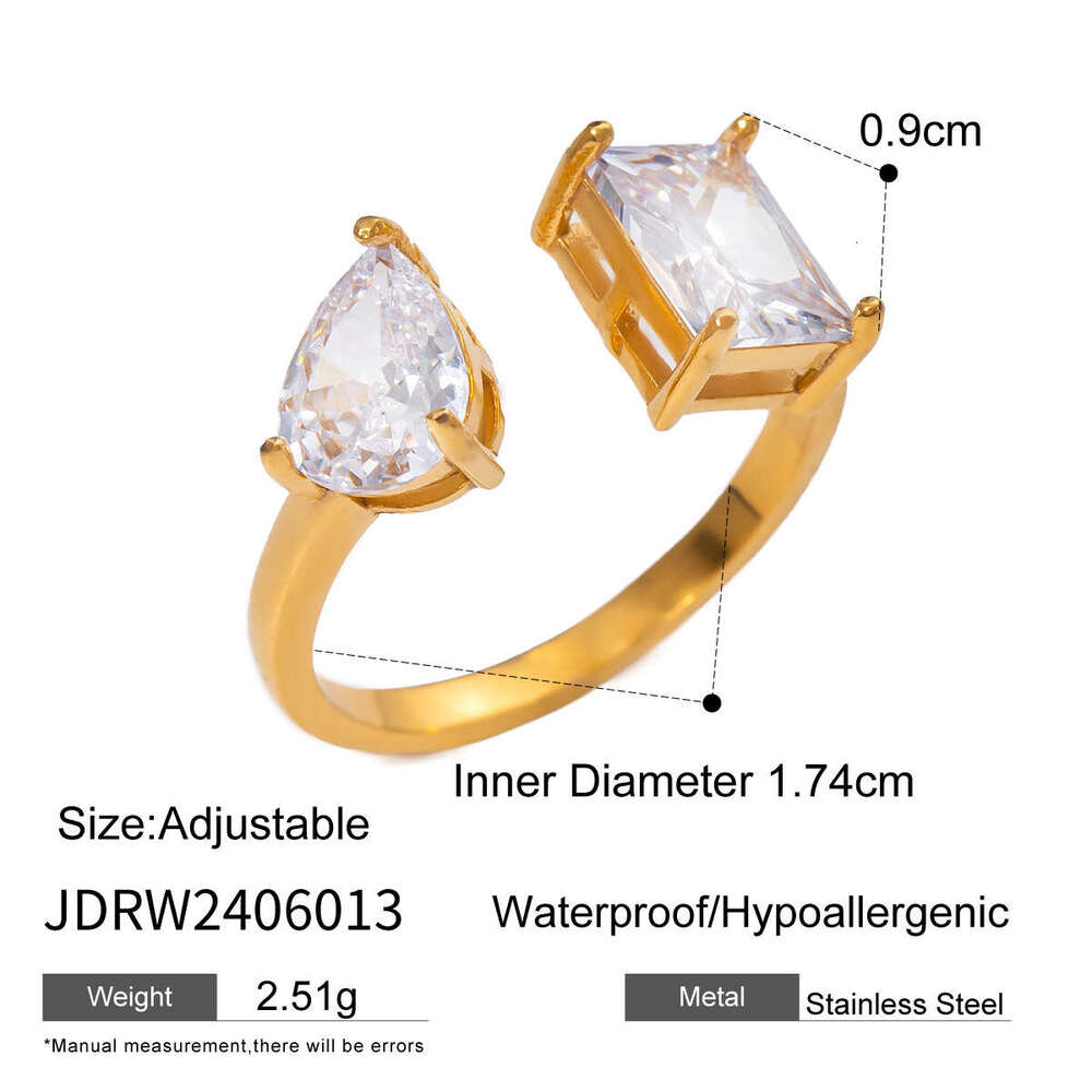 Wanxing Zircon Open for Women Titanium Steel Non-Fading INS Style Simple Light Luxury Stackable Ring