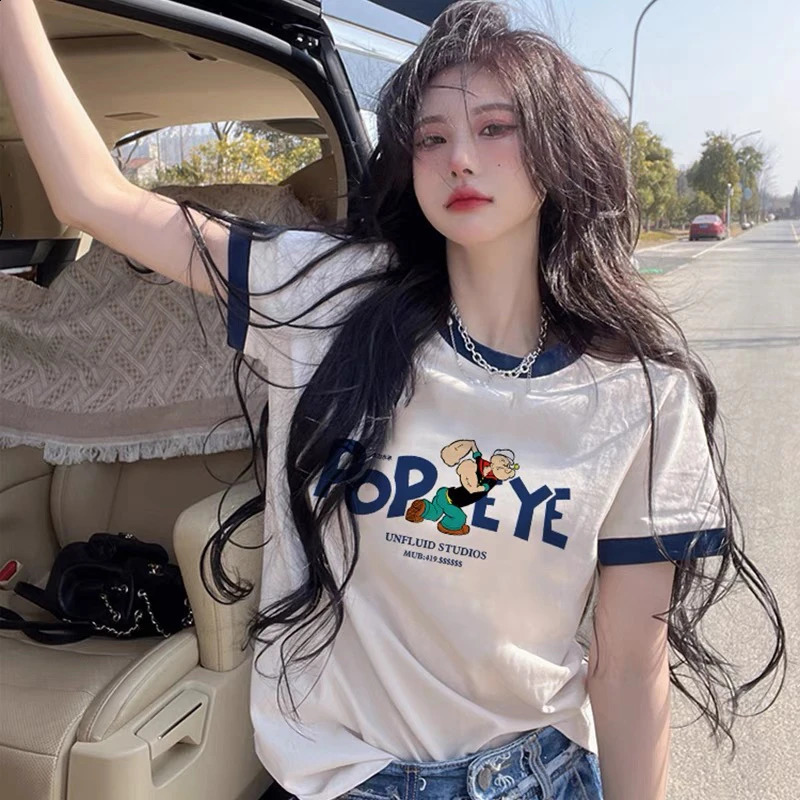Y2K Blo ort Sve T-shirt Womens Loose Version Unique Sle Summer Top Early Spring Comfortable T-shirt 2000s Tops 250529